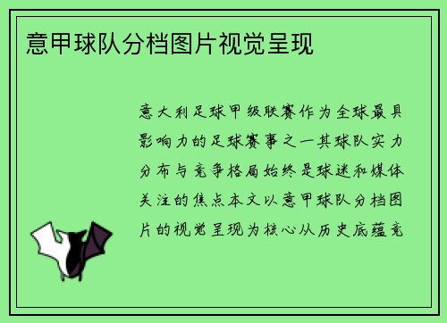 意甲球队分档图片视觉呈现